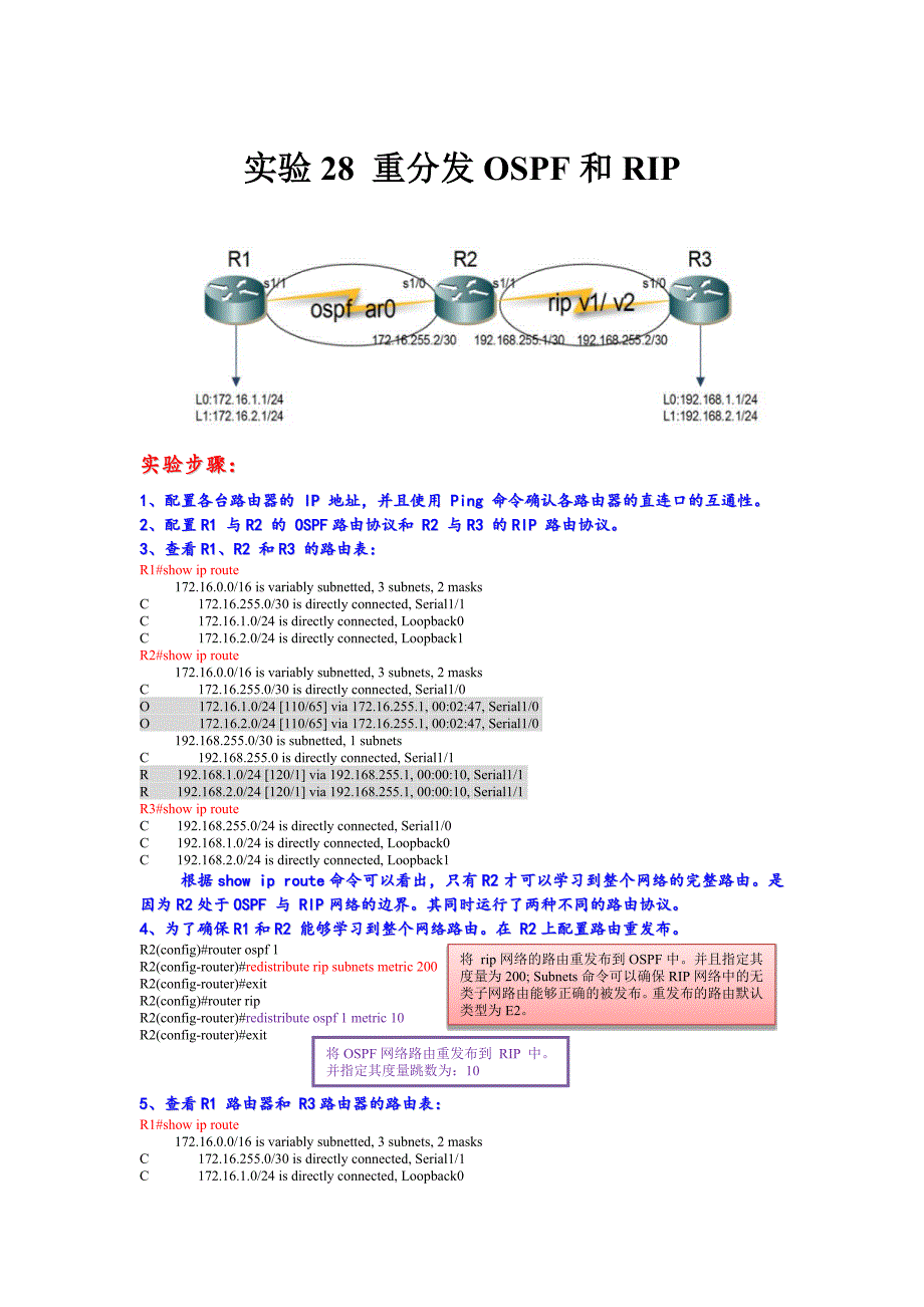 实验28重分发ospf和rip_第1页