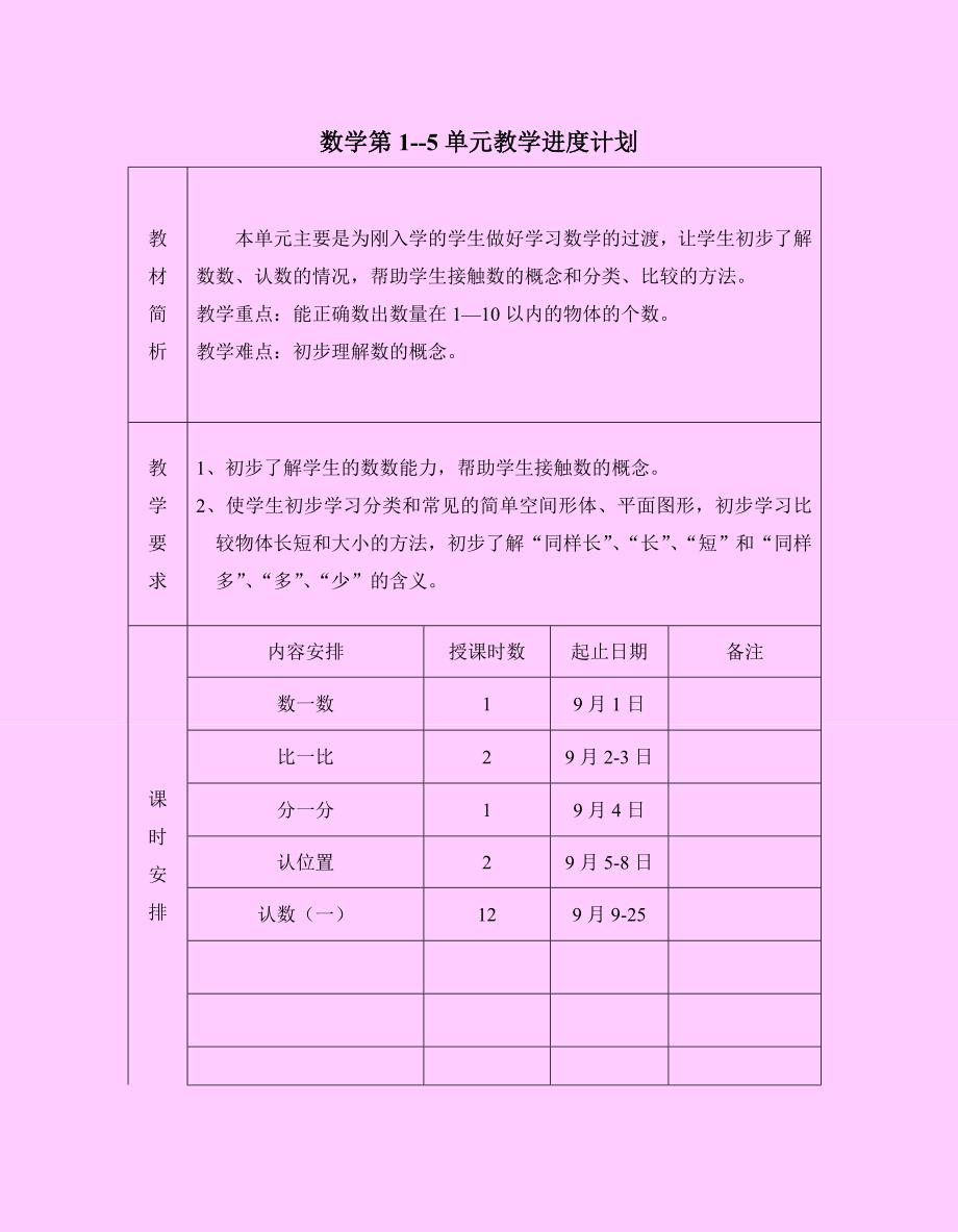 苏教版一上教案(1——5单元)_第1页