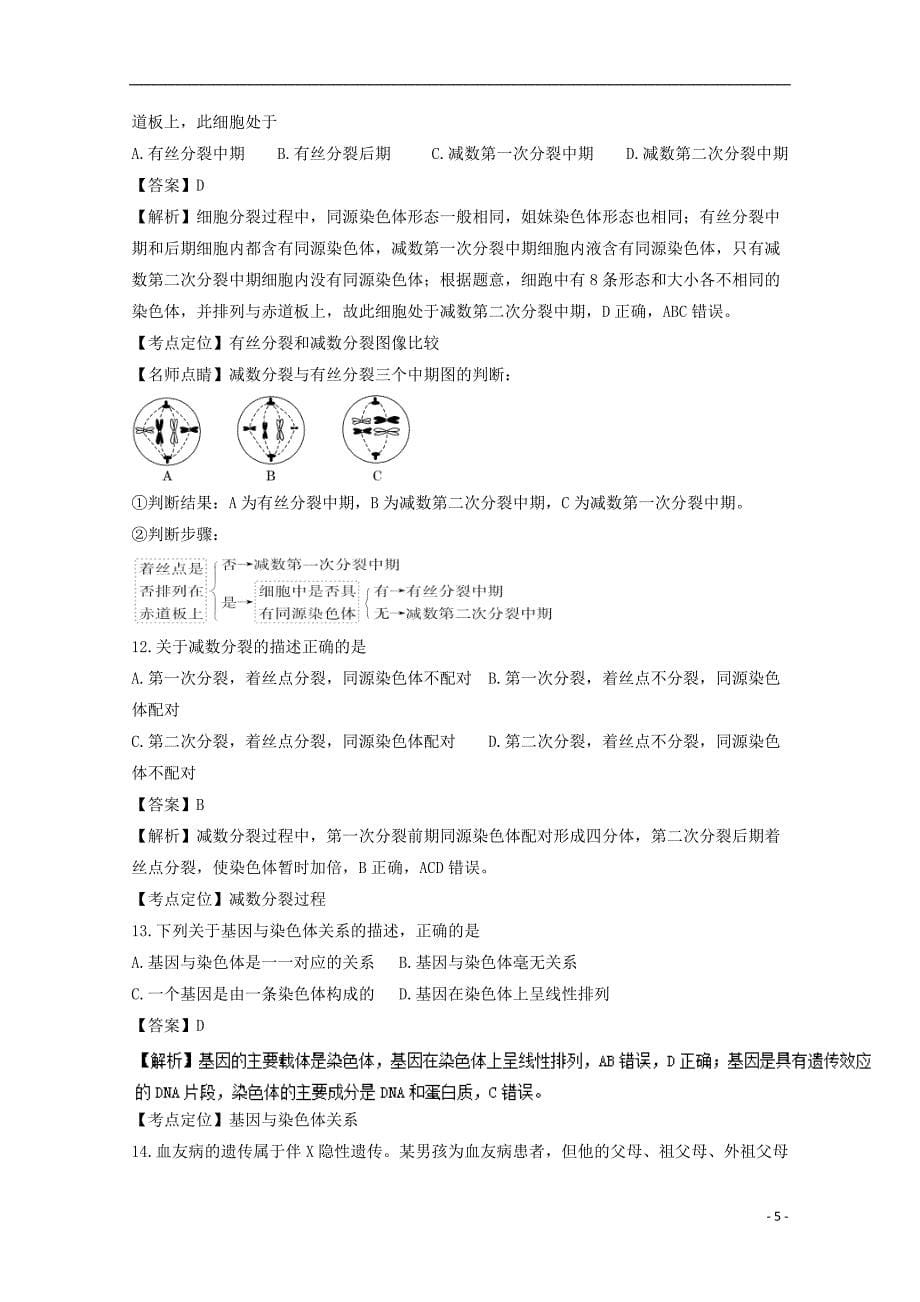 河北省辛集市2016-2017学年高一生物上学期期中试题（实验班，含解析）_第5页