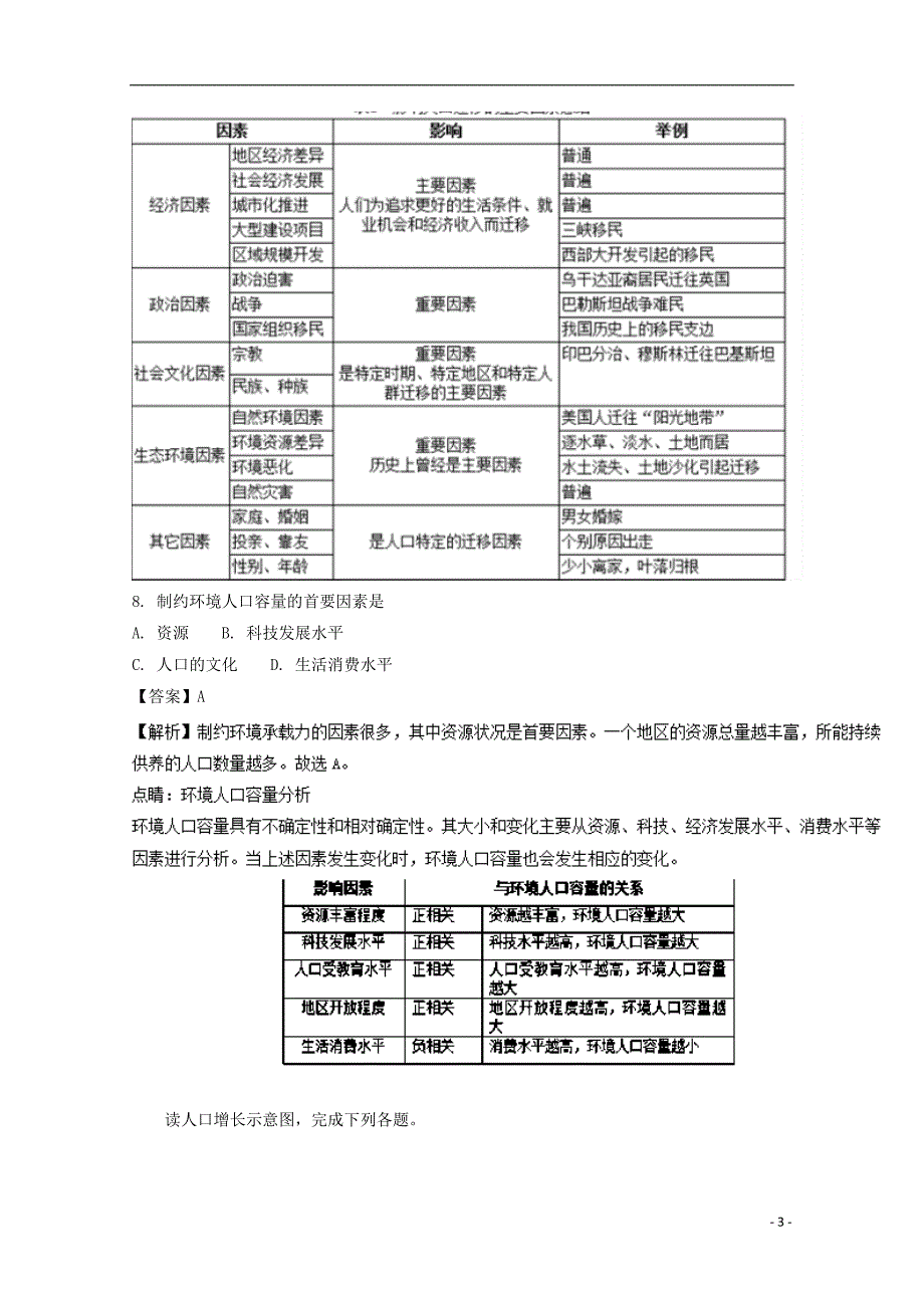 河北省唐山市2016-2017学年高一地理3月月考试题（含解析）_第3页