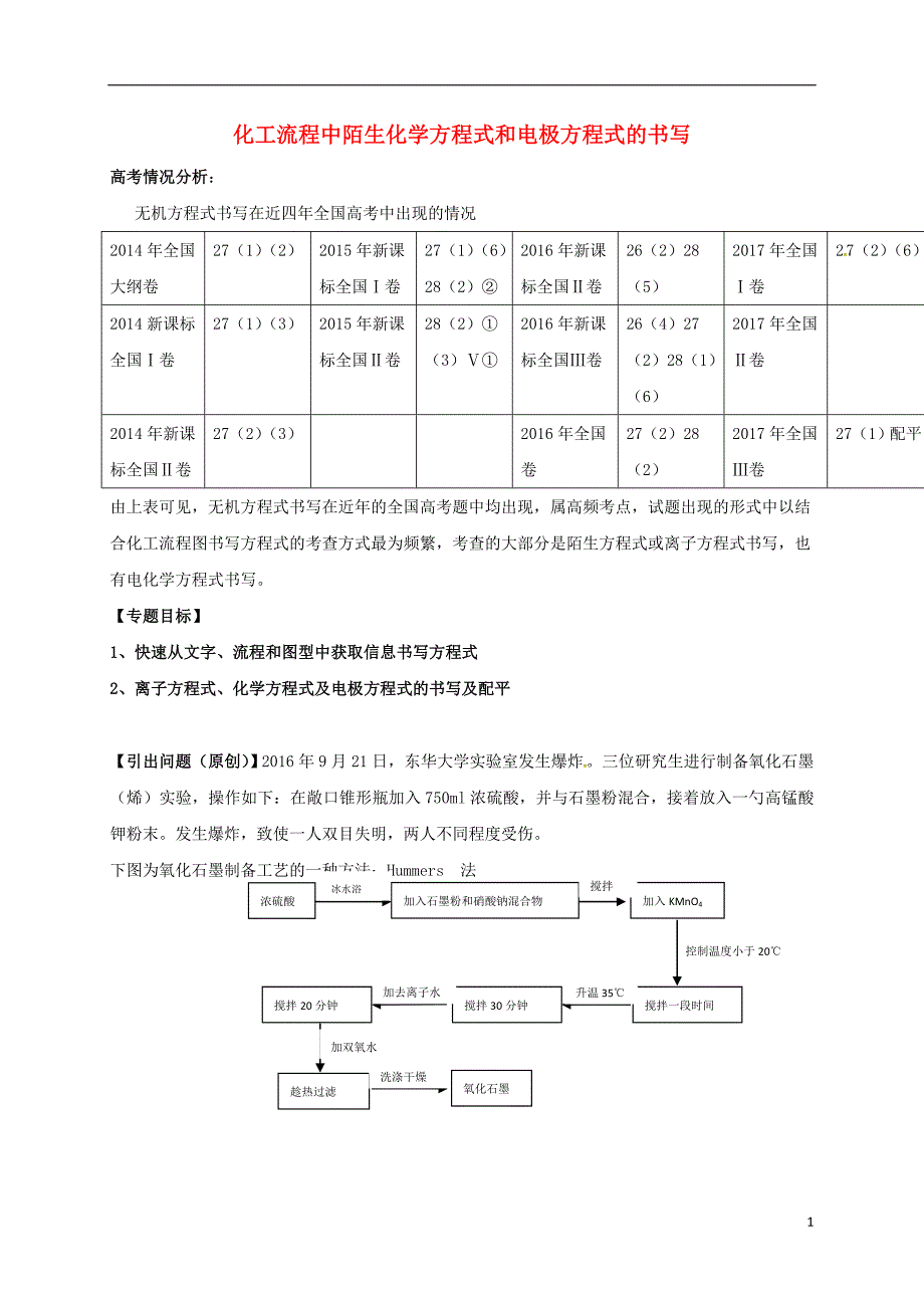 广东湿平市2018届高考化学三轮冲刺专题复习5化工流程中陌生方程式和电极方程式书写学案_第1页