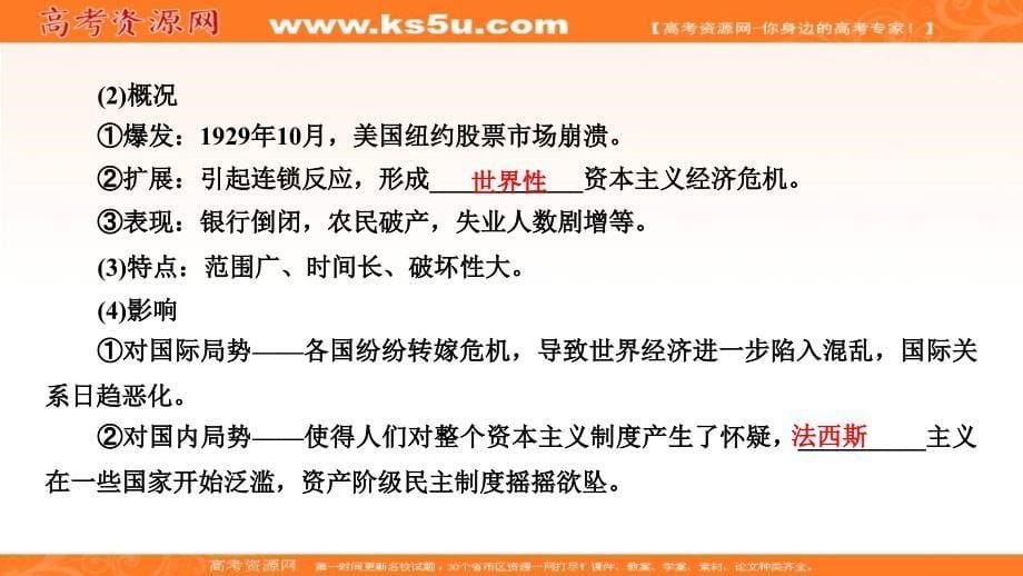 2019年大一轮高考总复习历史（人民版）课件：考点32资本主义世界经济危机与罗斯福新政_第5页