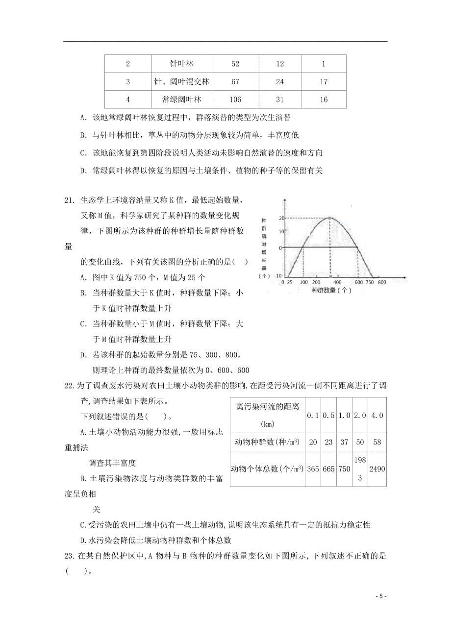 江西省高安中学2017_2018学年度高二生物下学期期中试题_第5页