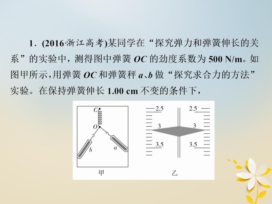 2019届高考物理总复习实验创新增分专题三验证力的平行四边形定则习题课件_第2页