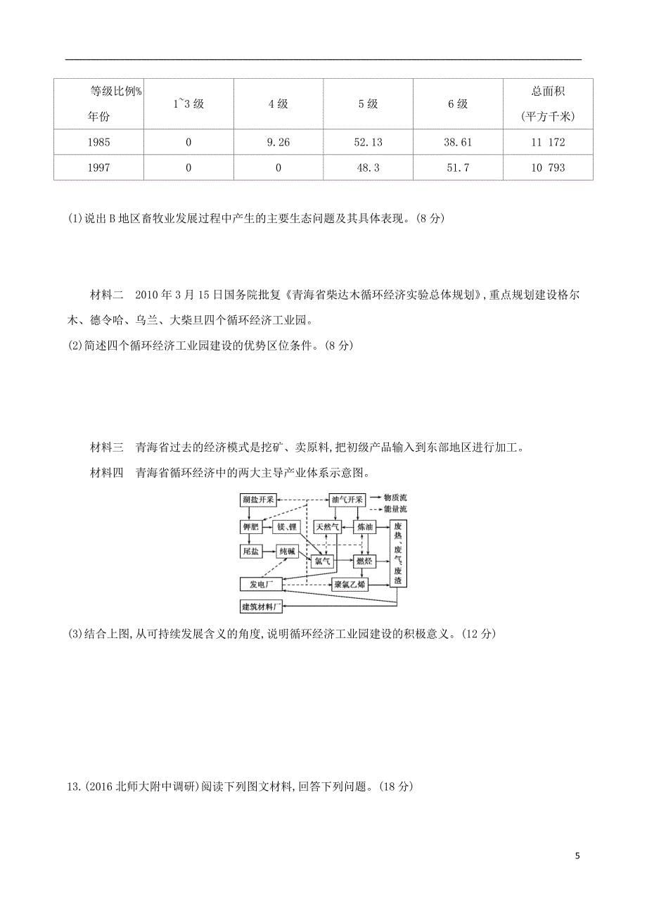 2019版高考地理一轮复习第三部分人文地理第十五单元人类与地理环境的协调发展单元闯关检测_第5页