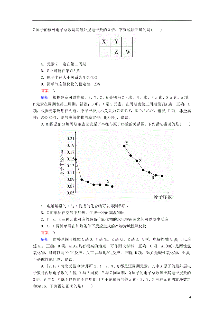 2018高考化学三轮冲刺最后30天之考前争分系列热点突破三利用元素的“位_构_性”推断元素专题训练_第4页