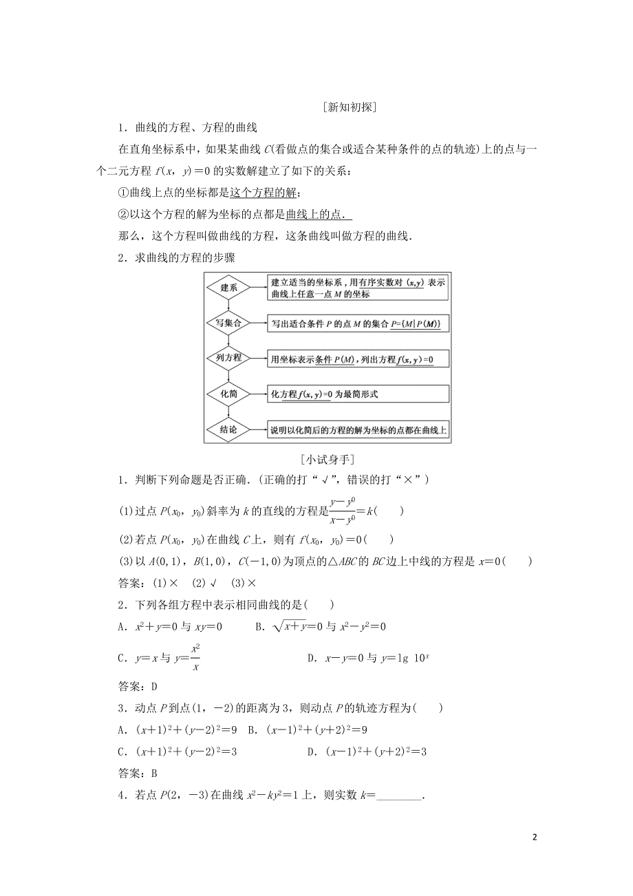 （浙江专版）2018年高中数学第二章圆锥曲线与方程2.1曲线与方程学案新人教A版选修2_1(1)_第2页