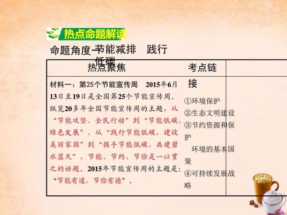 2016年中考政治热点专题复习（6）《建设生态文明共享绿ppt课件_第2页