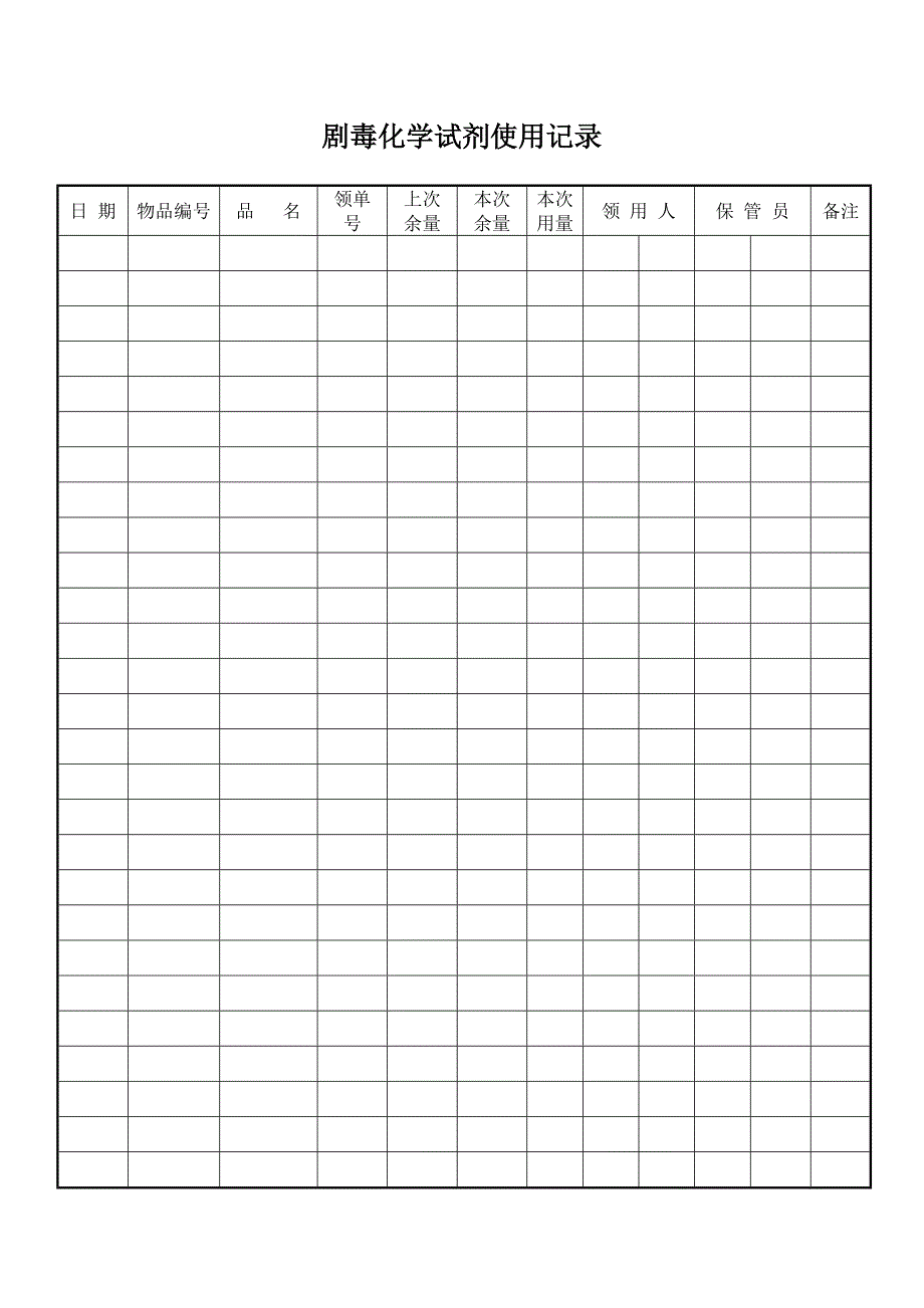 剧毒化学试剂使用记录_第1页