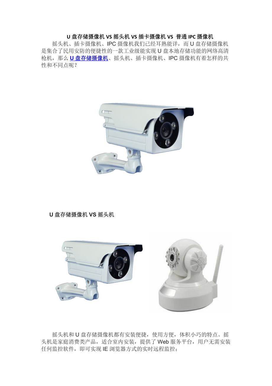 U盘存储摄像机VS摇头机VS插卡摄像机VS普通IPC摄像机_第1页