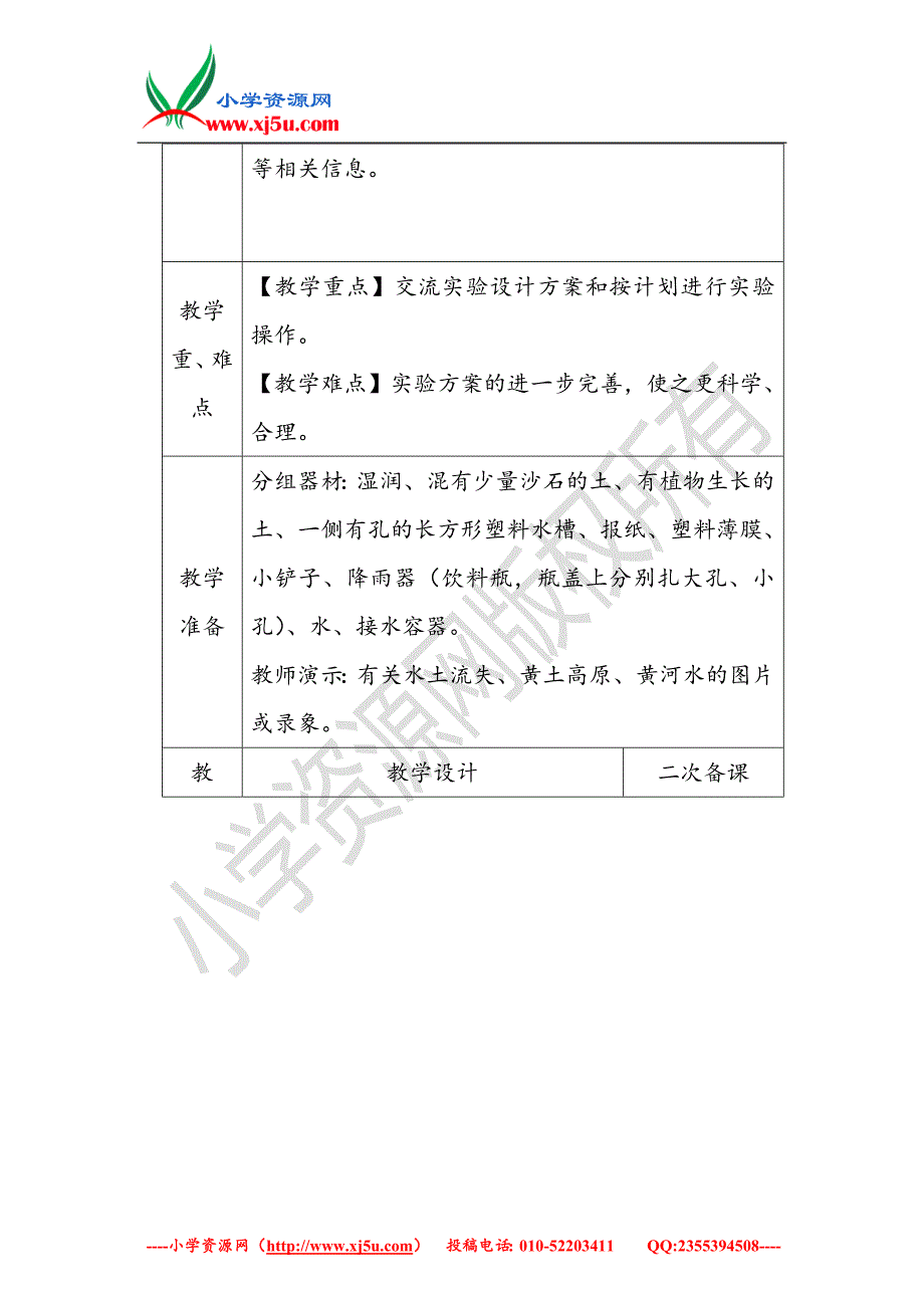 2017秋【教科版】五年级科学上册3.6探索土地被侵蚀的因素教案【三】_第2页