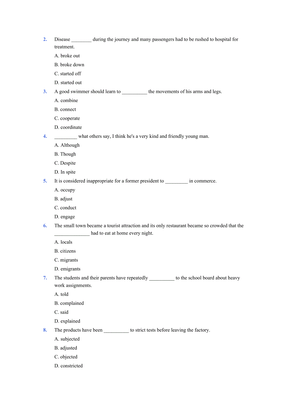 中国矿业大学2012级大一英语(二级)期末单选押题【附答案】_第3页