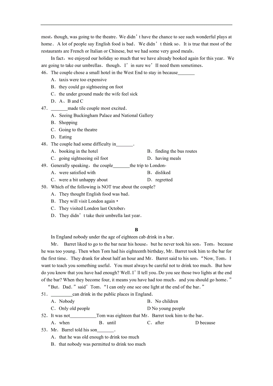 甘肃省兰州市皋兰一中2009-2010学年高一上学期期末英语试题_第4页