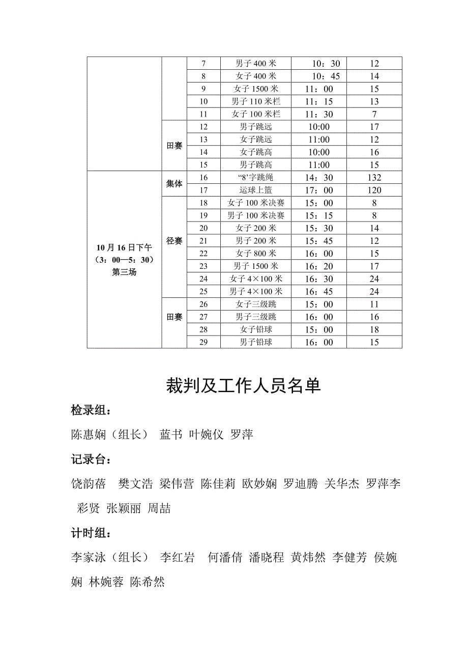 广州医学院第二临床学院第八届学生运动会秩序册(一稿)_第5页