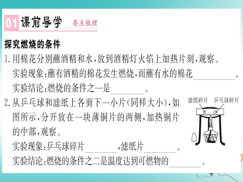 湖北省2018年秋九年级化学上册第七单元燃料及其利用实验活动3燃烧的条件练习课件（新版）新人教版_第2页