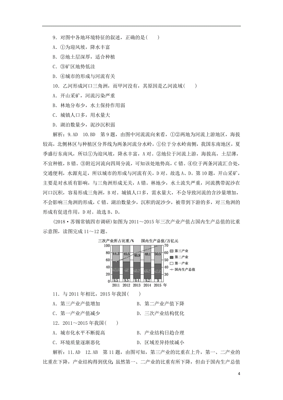 （江苏专版）2019版高考地理一轮复习第五部分区域可持续发展课时跟踪检测（一）区域地理环境与人类活动_第4页