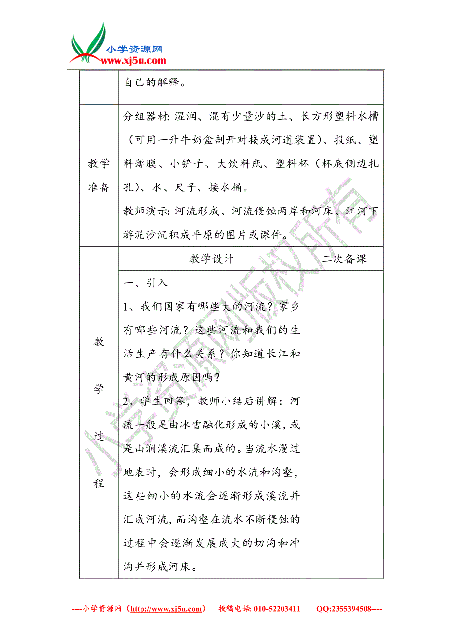 2017秋（教科版）五年级科学上册3.7河流对土地的作用教案_第2页