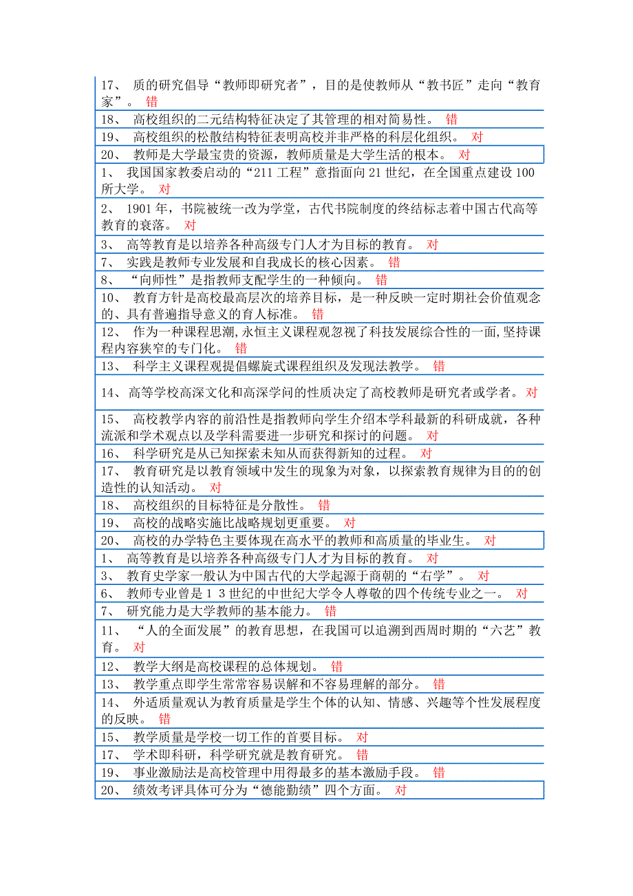 2012浙江高校教师岗前培训20套之教育学判断题_第4页