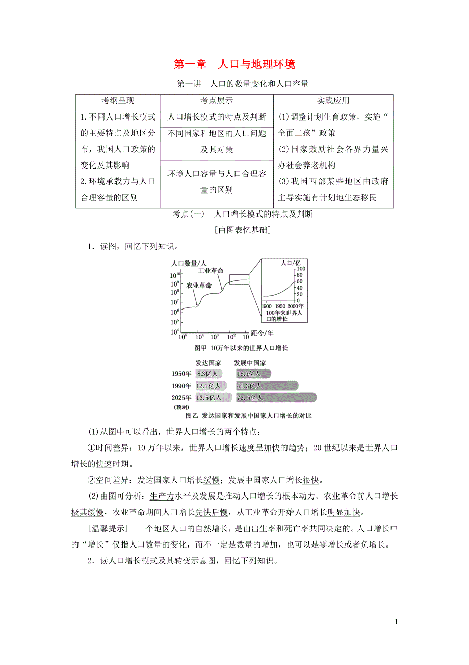 （江苏专版）2019版高考地理一轮复习第三部分第一章人口与地理环境精致讲义_第1页