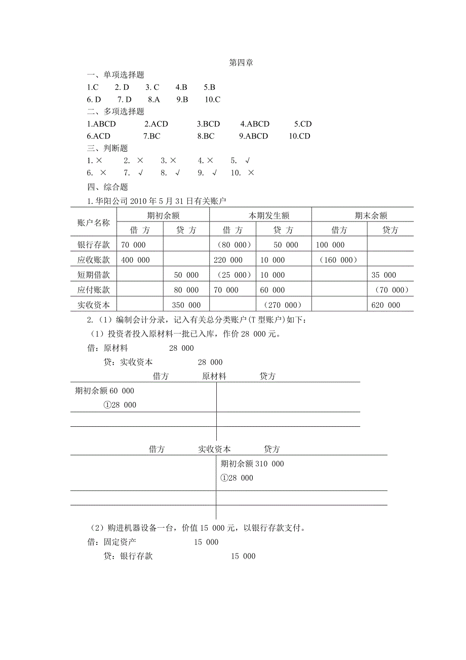 会计学基础课后练习题参考答案4_第1页