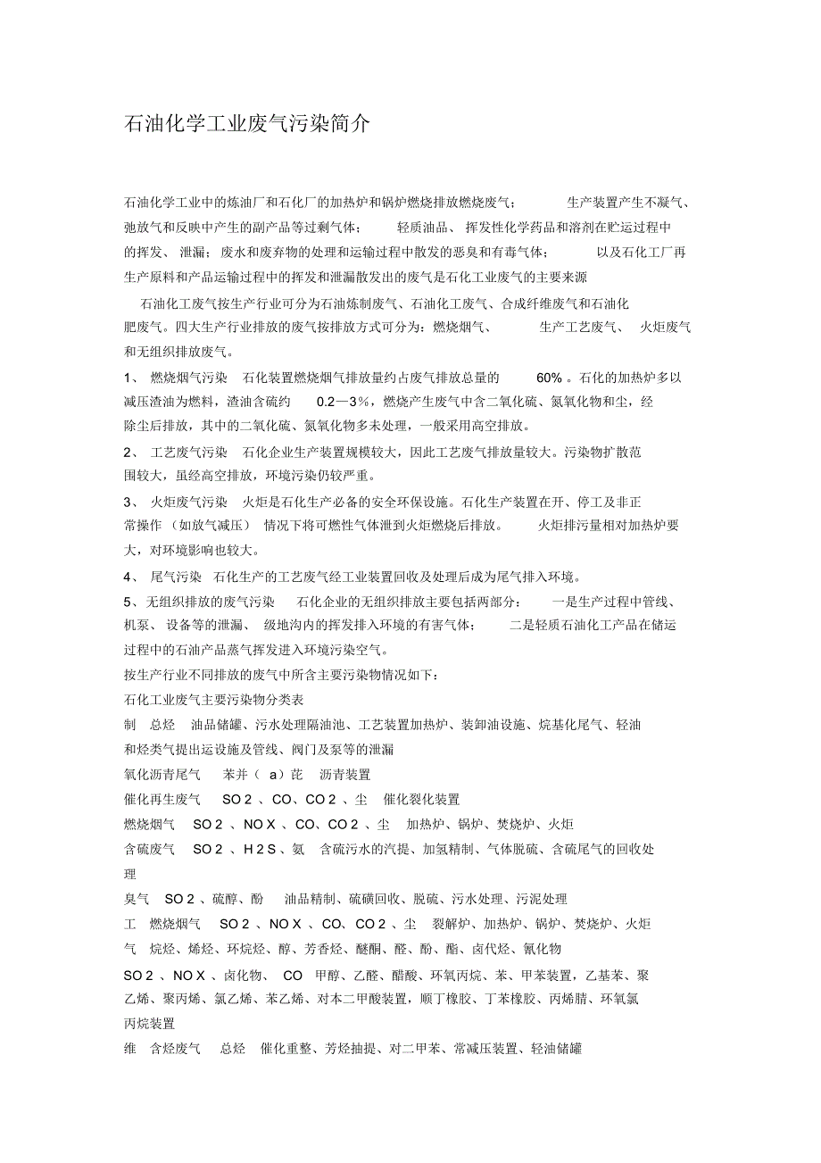 石油化学工业废气污染简介_第1页