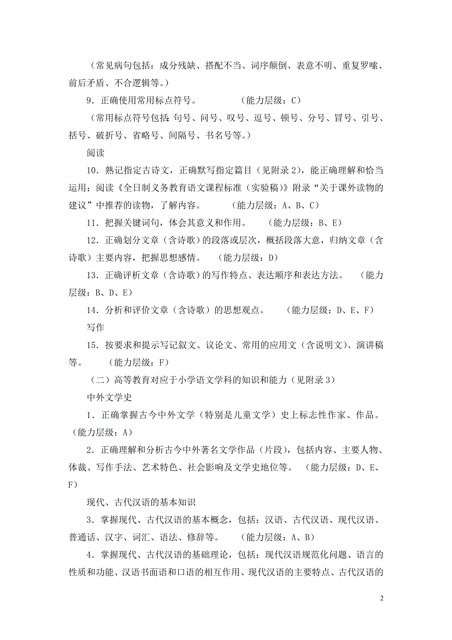 定2011年福建省教师招聘考试小学语文考试大纲_第2页