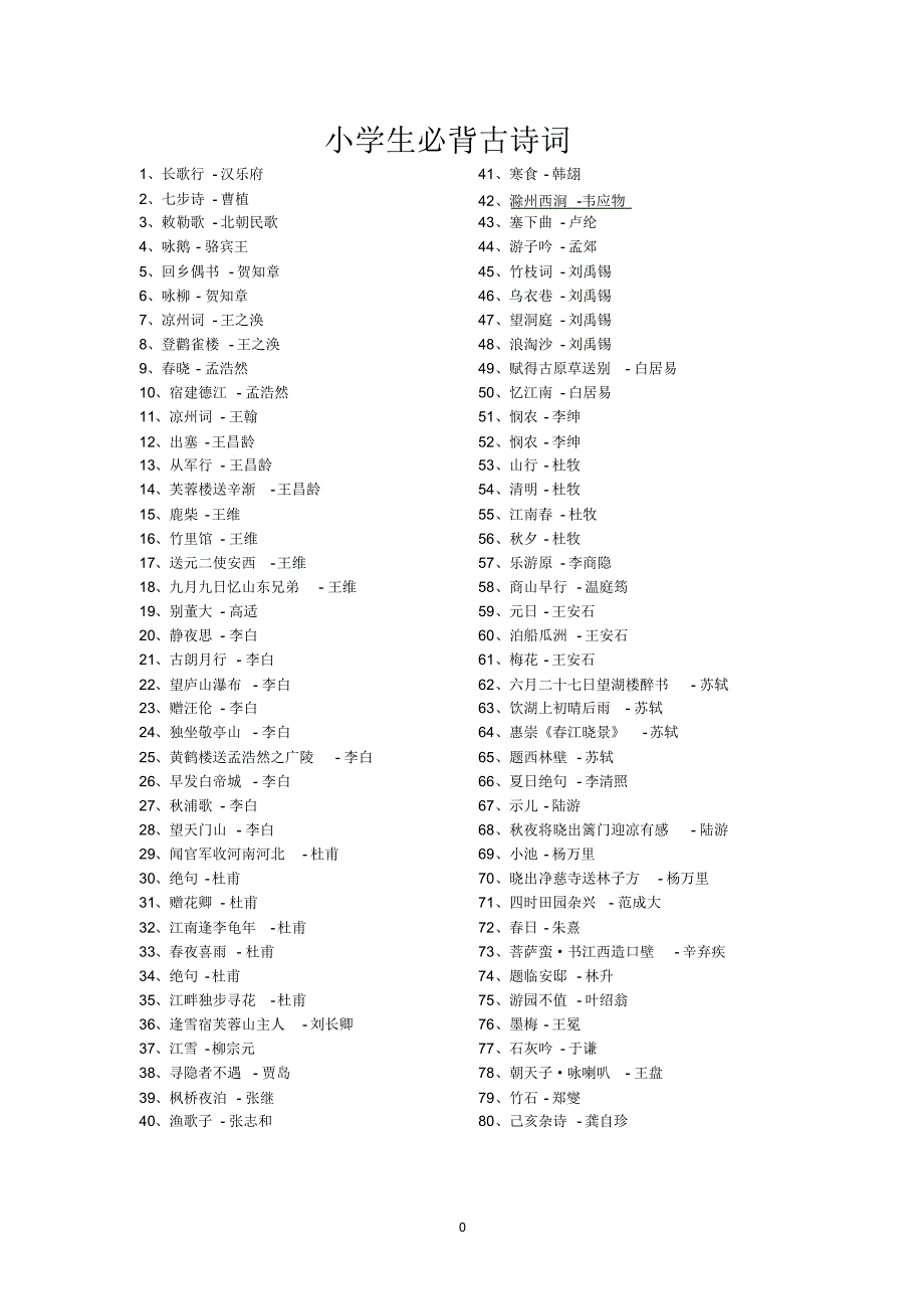 小学生必背古诗80首注音释意版_第1页