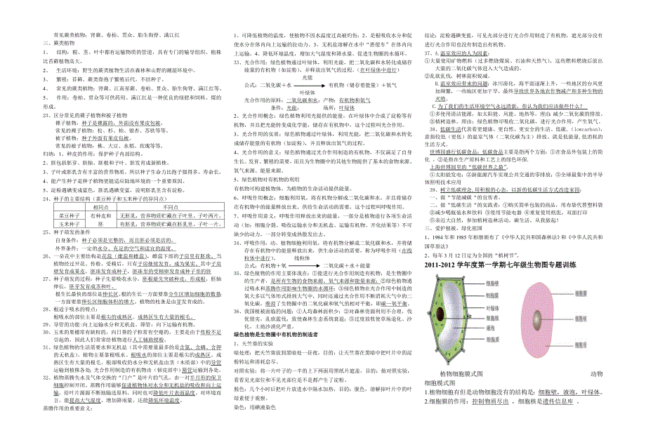 2011七年级生物复习提纲(全册推荐)_第3页