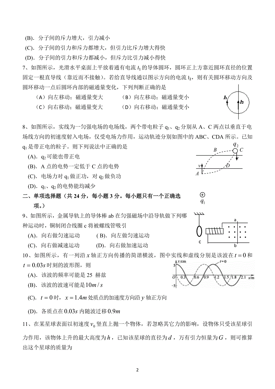 2012上海杨浦、宝山、静安、青浦高三二模物理测试卷_第2页