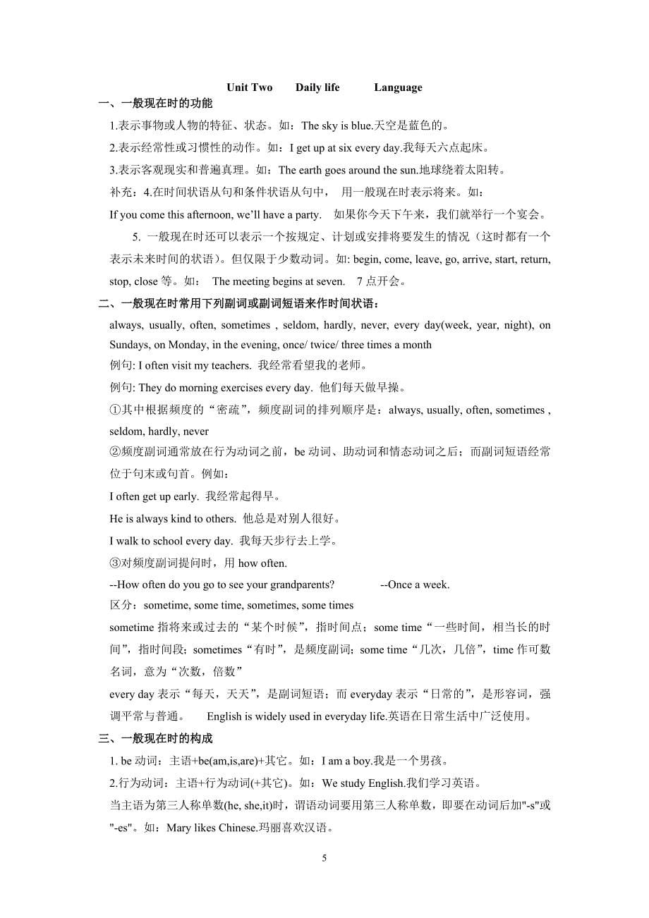2012版深圳牛津七年级第二单元语法及课文_第5页