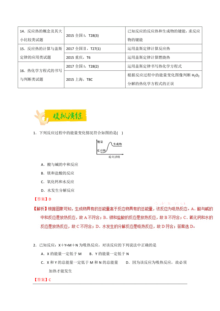 2018高考化学备考百日全方案之解考题析考点2-2化学反应与能量（概述）_第2页