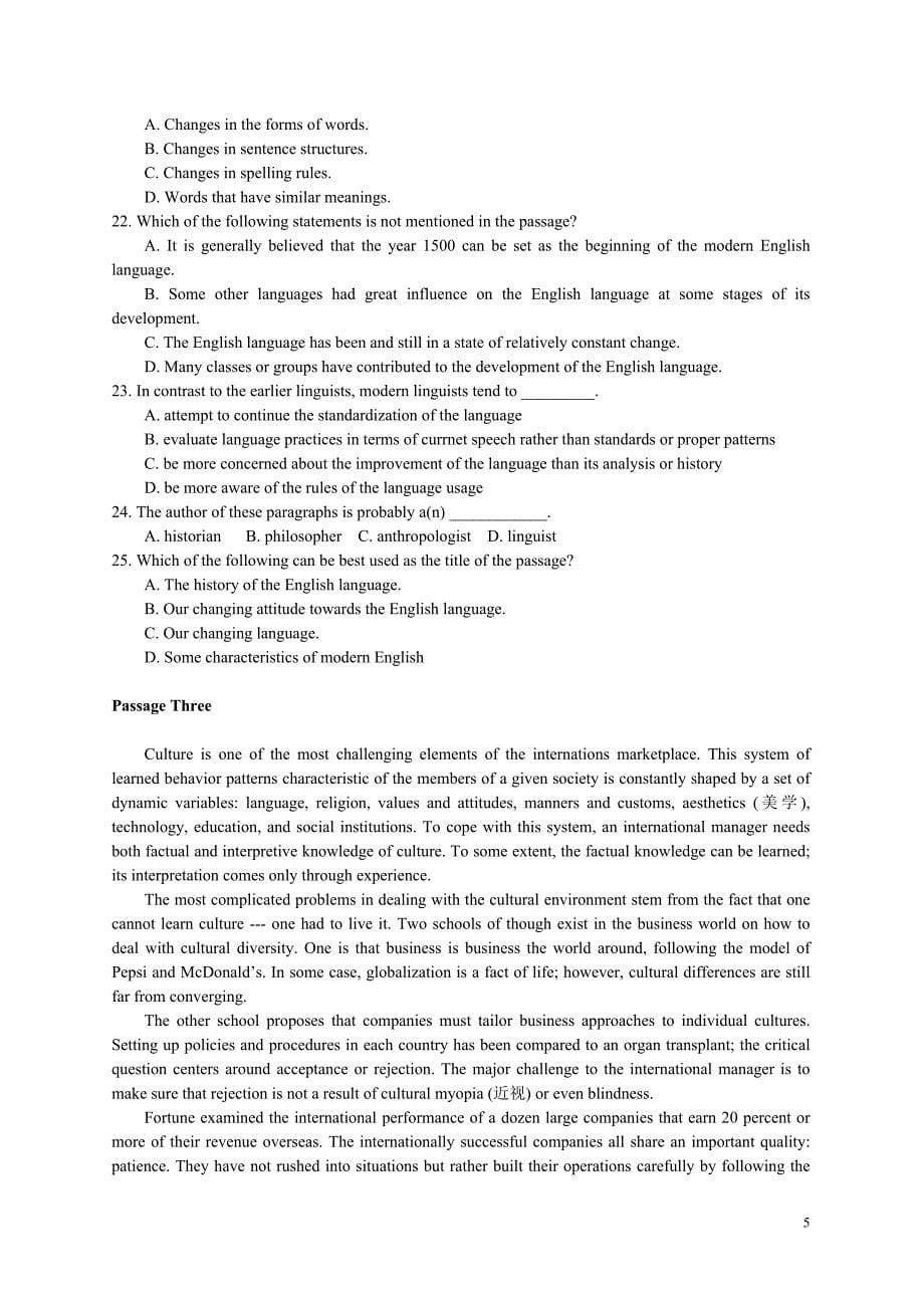 2010广东省学士学位英语统考最新样卷_第5页