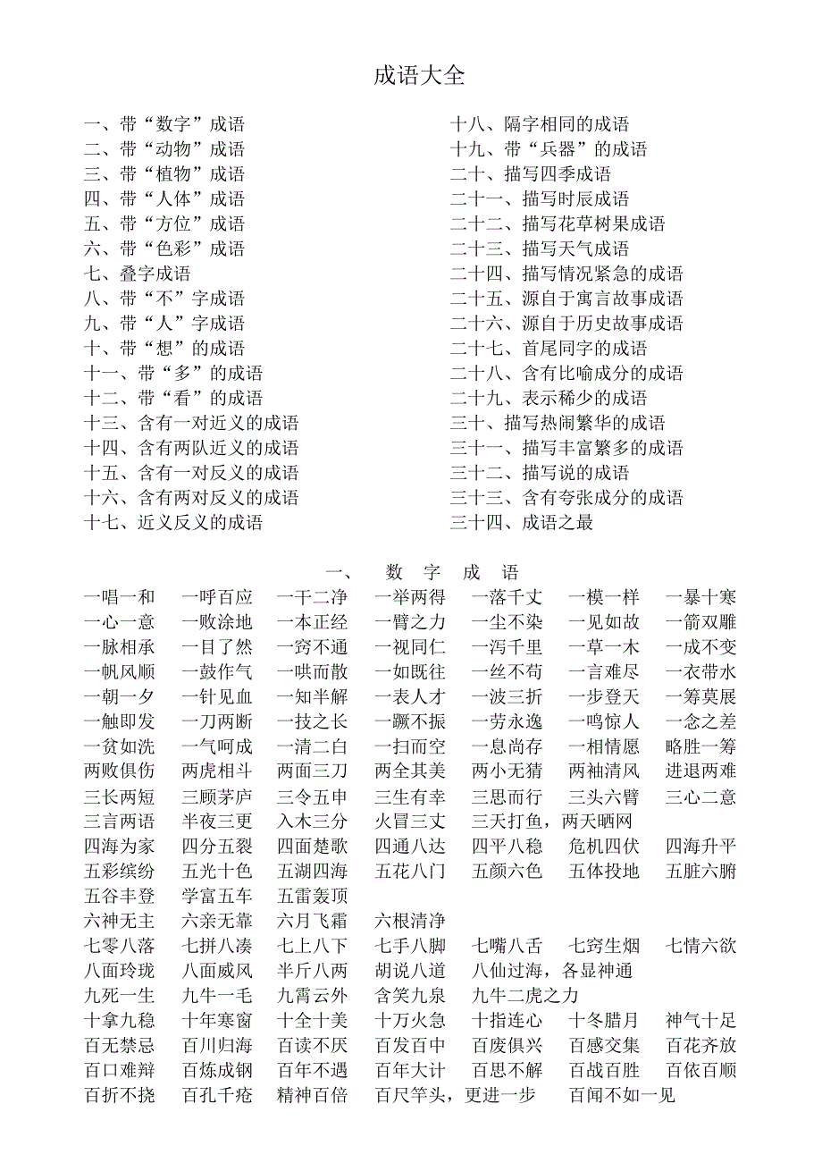 成语大全(word打印版)_第1页