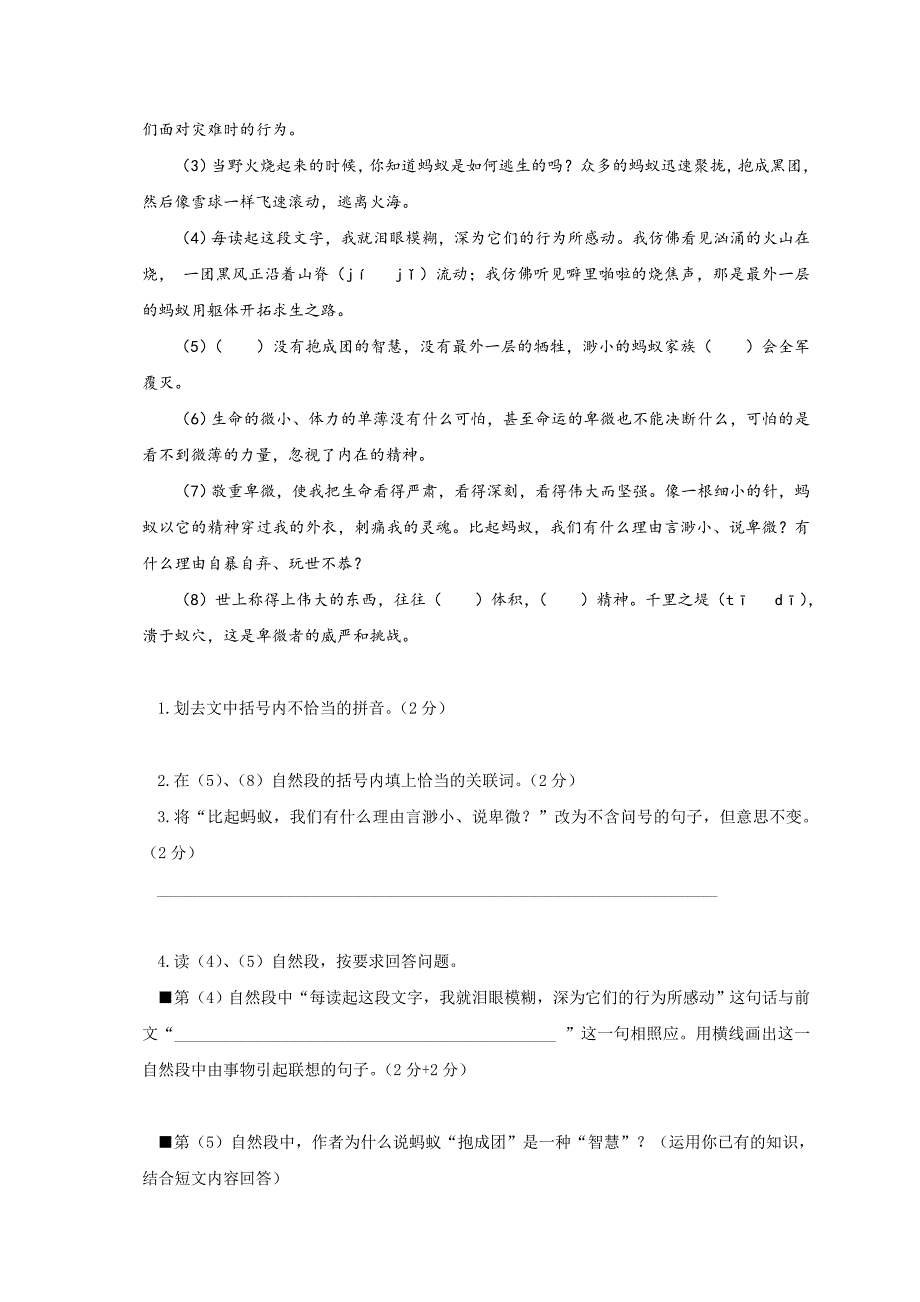 六年级下语文期中试题人教版小学六年级下学期语文期中测试题及答案人教新课标_第4页