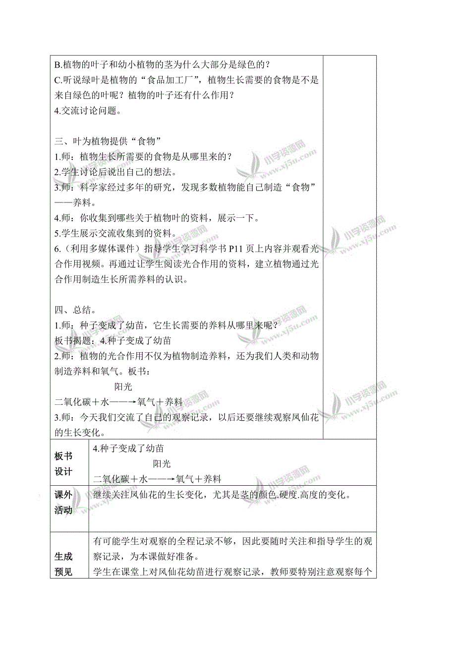 【教科版】三年级科学下册教案种子变成了幼苗2_第3页