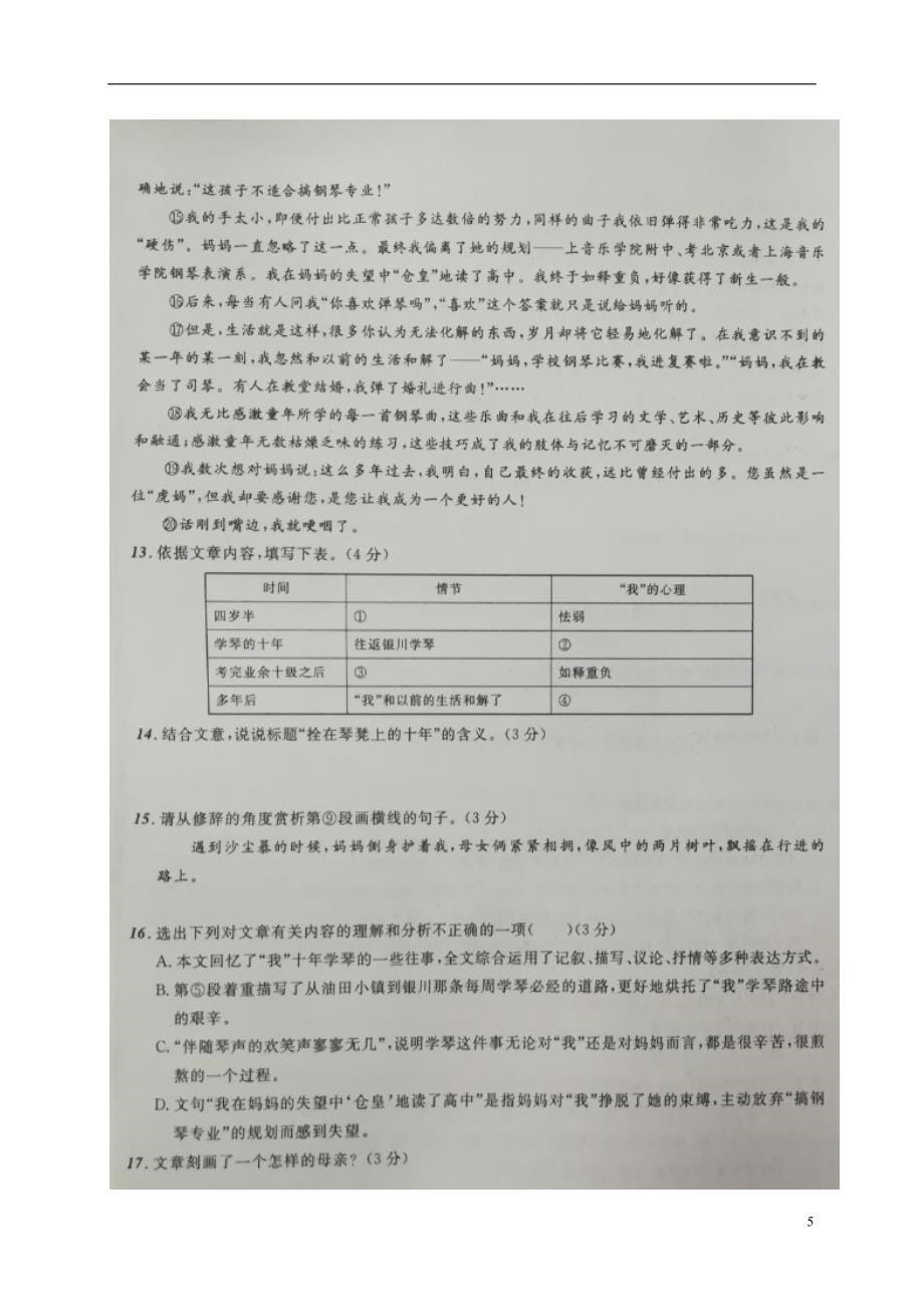 辽宁省葫芦岛市2018版中考语文模拟卷（五）_第5页