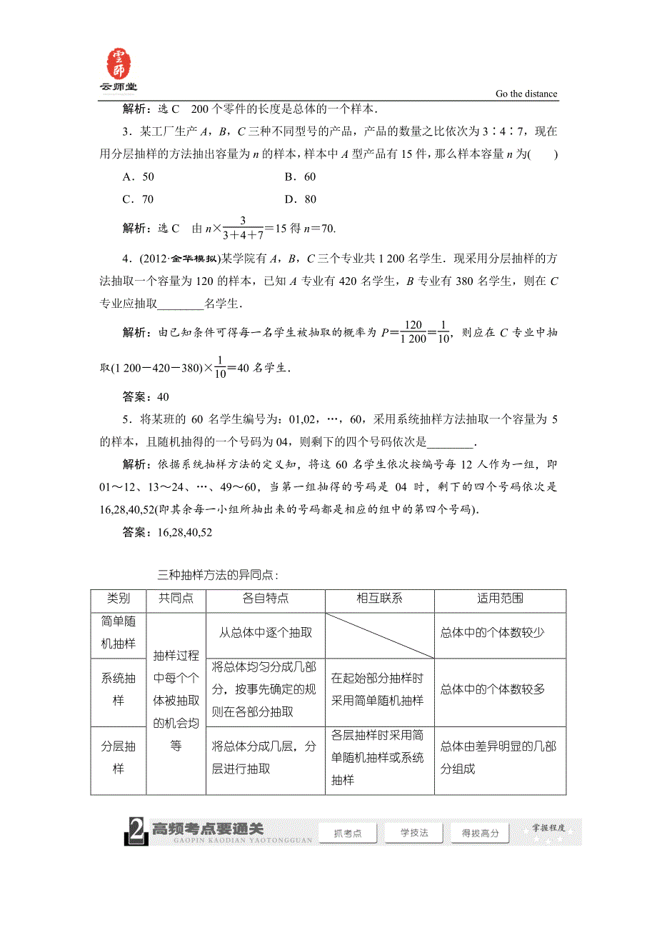 《三维设计》2014届高考数学一轮复习教学案(基础知识+高频考点+解题训练)随机抽样_第2页