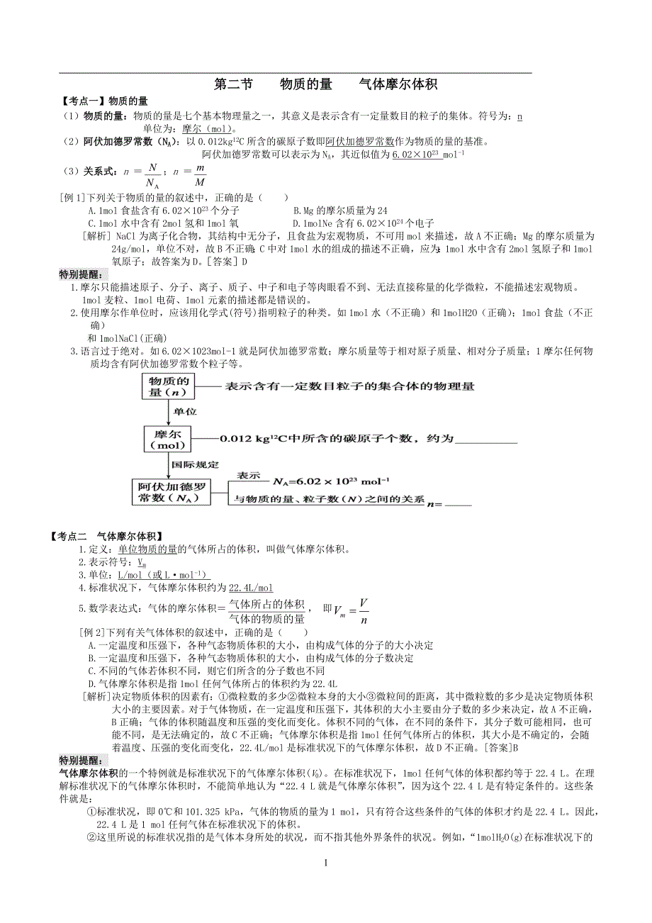 高一物质的量气体摩尔体积_第1页