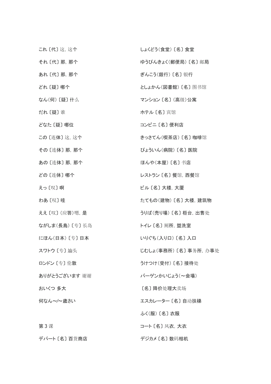标准日本语初级上单词汇总_第3页