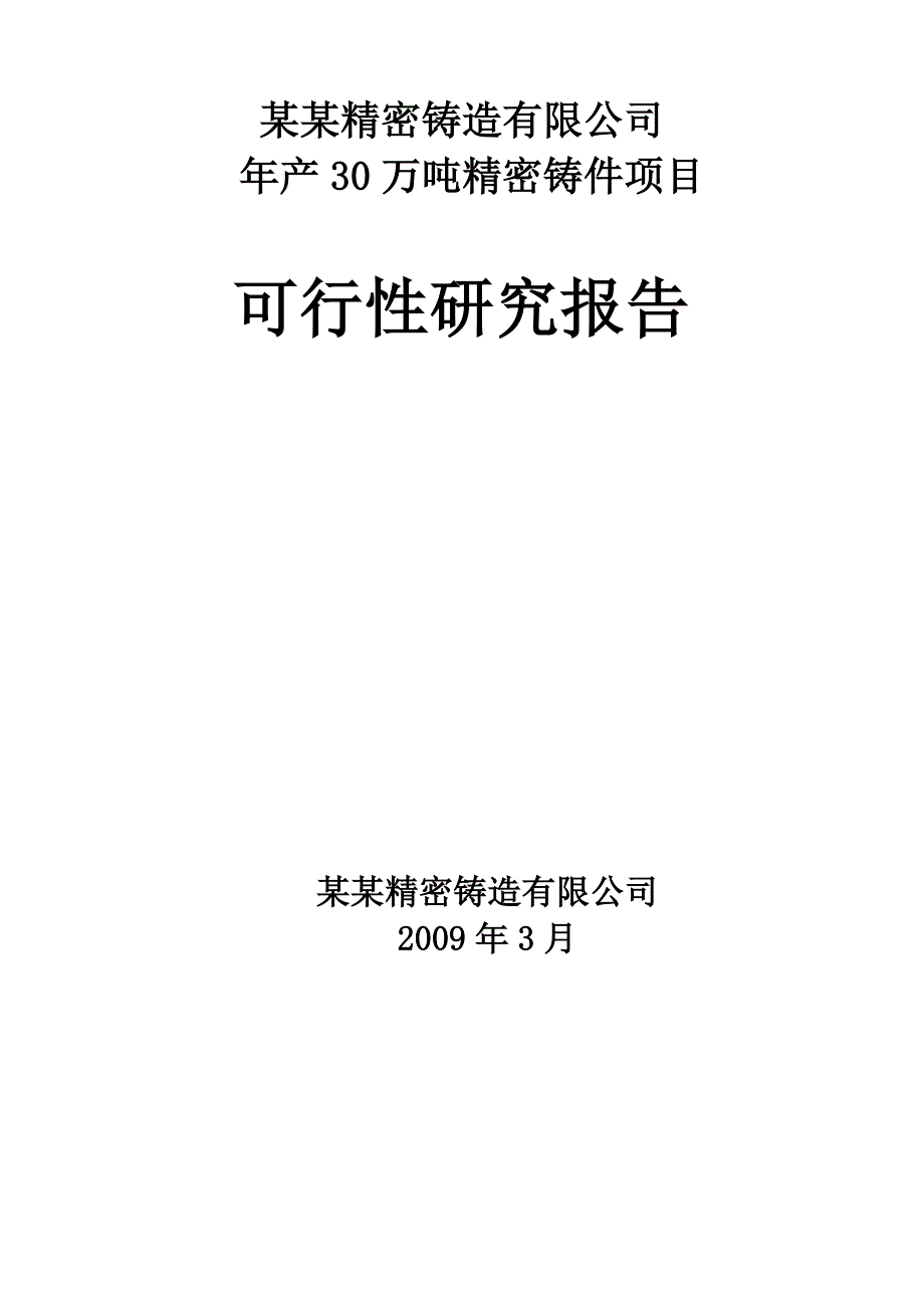 年产30万吨精密铸件项目可行性研究报告_第1页