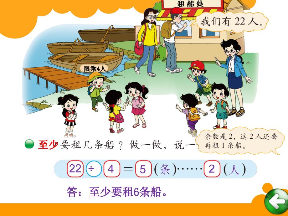 新北师大版小学二年级下数学课件：第1单元租船_第2页