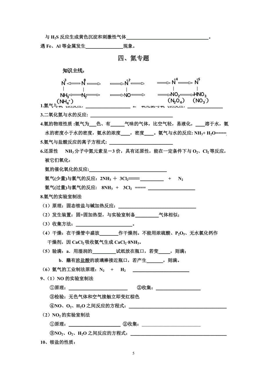 非金属及其化合物化学方程式专练_第5页