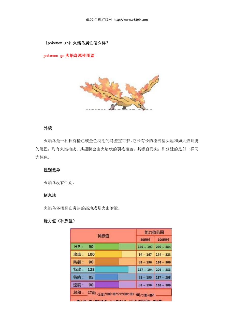 《pokemongo》火焰鸟属性图鉴介绍火焰鸟属性怎么样？_第1页