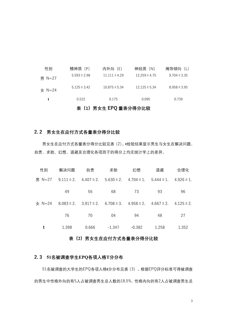 毕业论文三稿：师范类专业毕业生人格与应付方式的相关研究_第3页