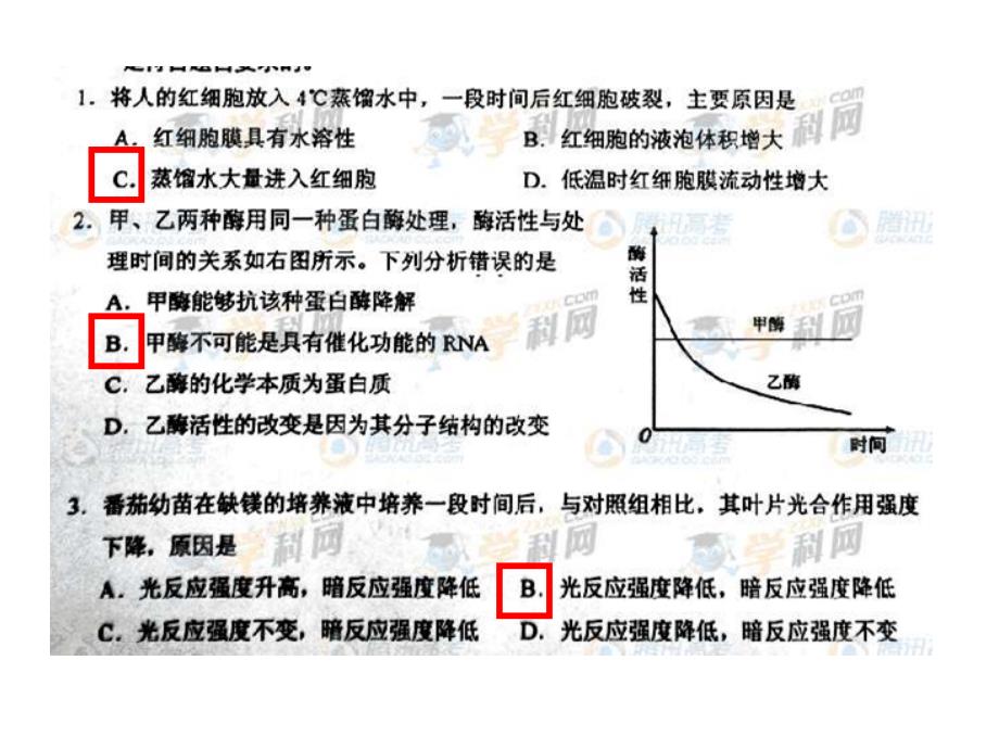 2011山西高考理综生物试题及答案_第1页