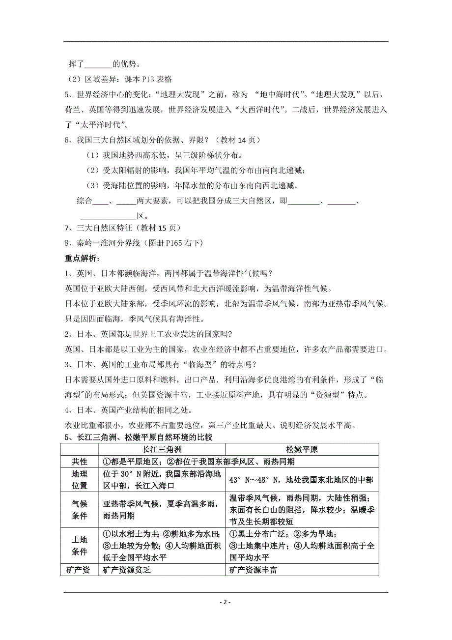 高中地理必修三复习提纲【鲁教版】_第2页