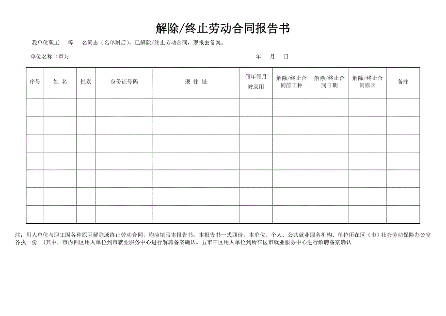 电子版解除劳动合同报告书_第1页