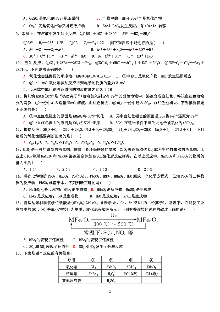 高一化学素质与实验能力竞赛辅导(化学基本概念与基础理论)_第2页