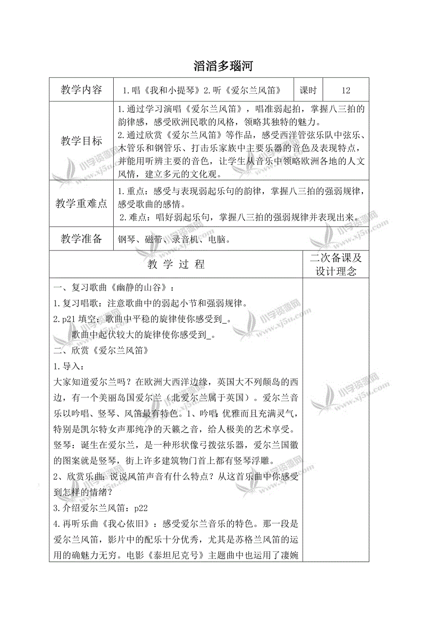 【苏教版】六年级音乐下册教案滔滔多瑙河7_第1页