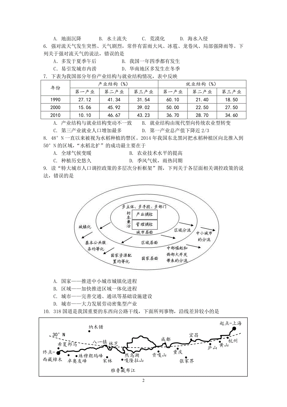 广东省惠州市2015届高三第三次调研考文综试题_第2页